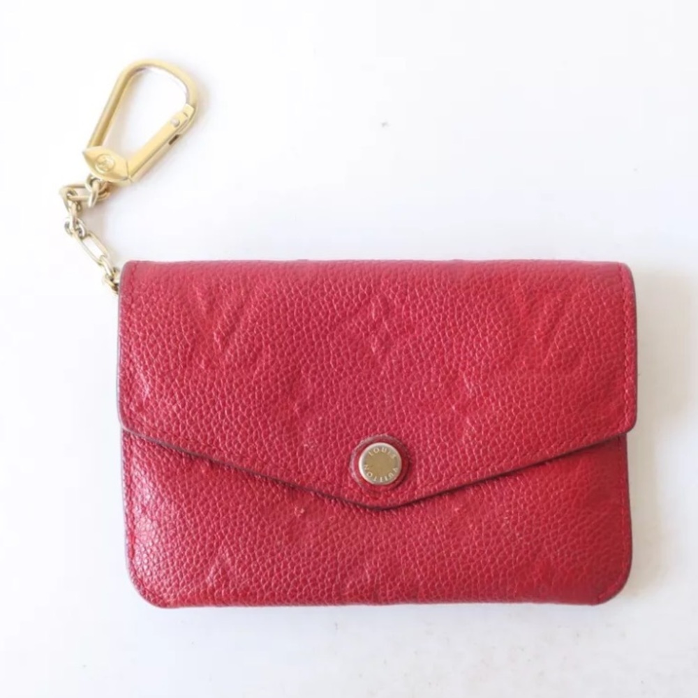 LOUIS VUITTON Empreinte Key Cles Pouch Mini Wallet Coin Pouch Bag Red Leather